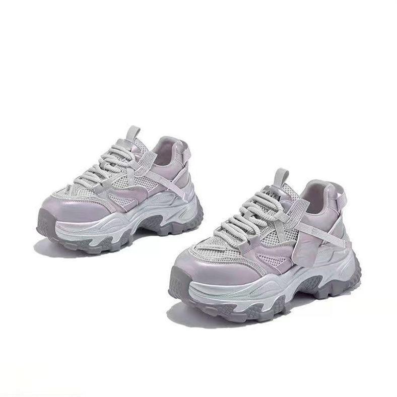 Thick-soled heightening dad shoes for women 2025 autumn new versatile student fashion mesh breathable casual sports shoes