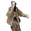 Women's Chic Loose  Autumn Winter Cute Ins Hooded Button Up Jacket Warm Lamb Coat Outerwear