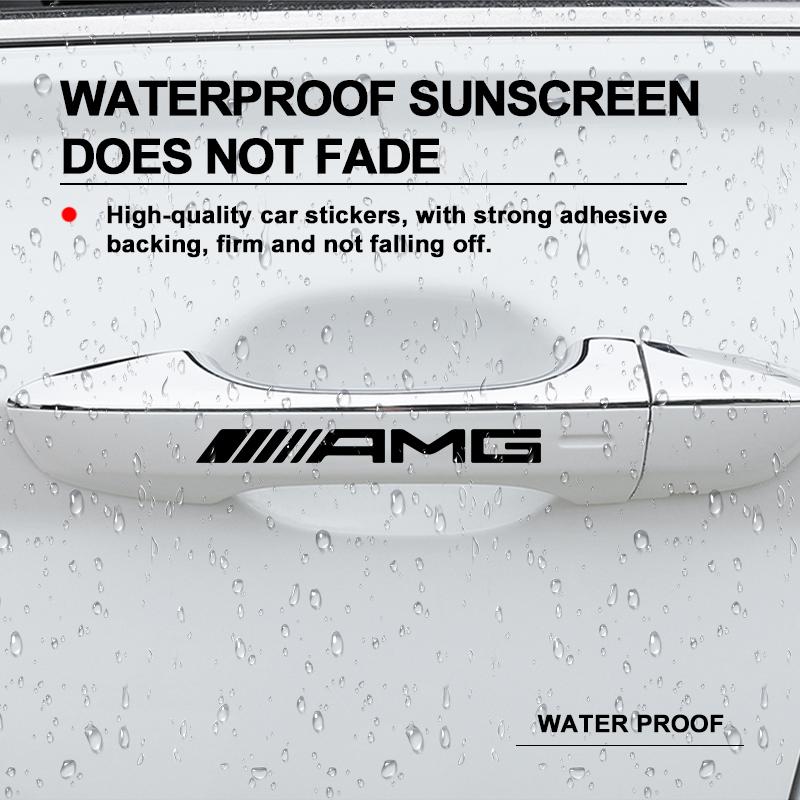 4Pcs Car Door Handle Stickers Tire Rear View Mirror Decals For Mercedes Benz AMG GLE GLS GLC CLA GLB ML C500 C200 C300 W204 W206 W205 W212 W203