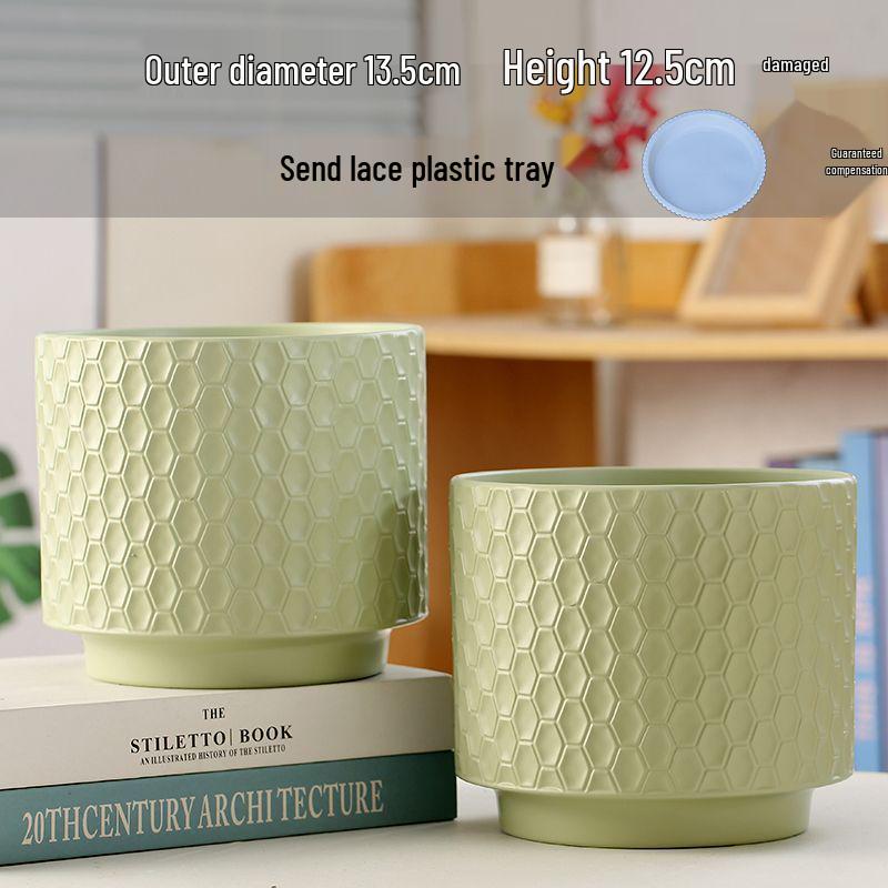 Nordic Style White Ceramic Succulent Pot with Four Compartments