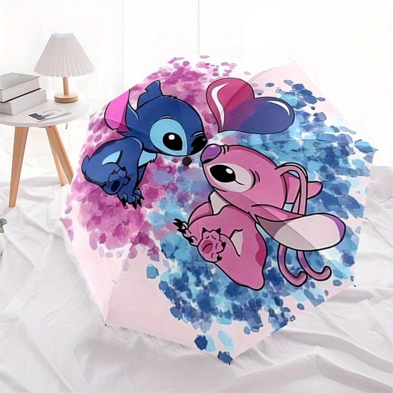 1pc Stitch,Angel Automatic Folding Umbrella: Compact 8-Bone Design Cartoon Outdoor Travel Companion, Business Umbrella, Christmas Valentine'