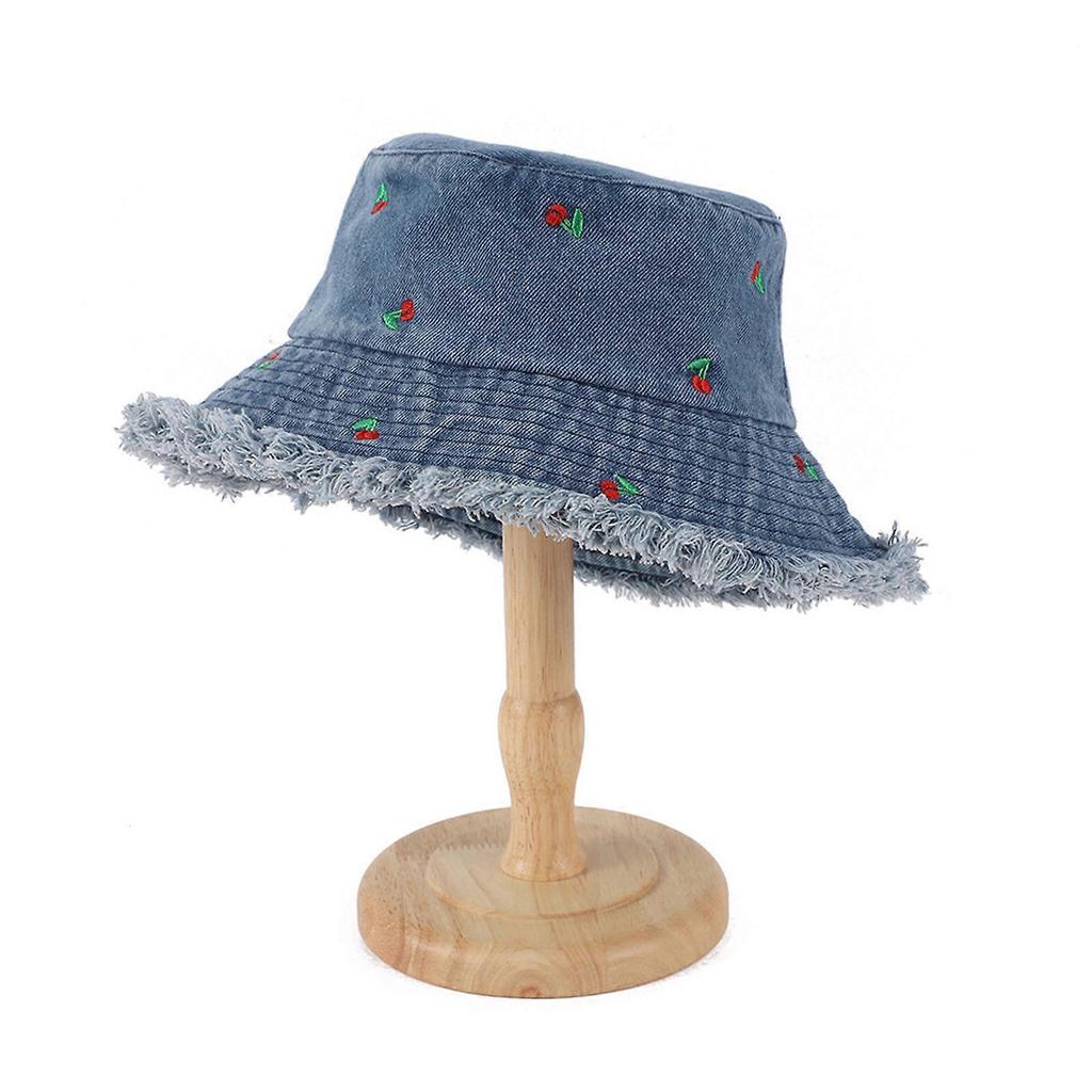 Popular WashedFabric Fishing Hat for Girl Fisherman Hat Women Beach Hat Photowear Sun Hat Outdoor Fishing Camping Hat light blue