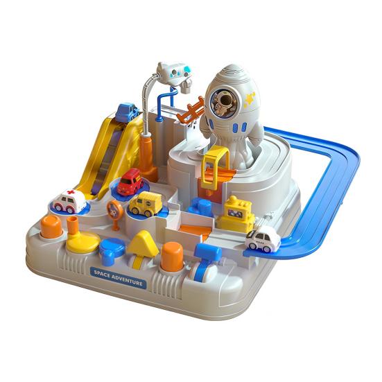Yousheng 1 Set Spaceship Car Race Track Toy with 5 Mini Cars Toddlers Boys Girls Educational Space Adventure Small Car Rail Playset