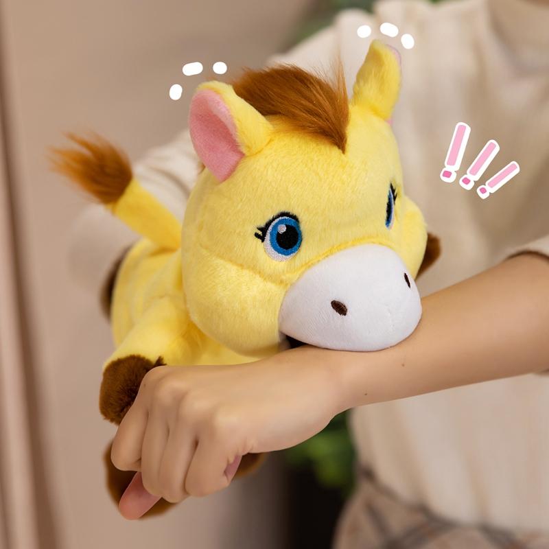 30CM Horse Hand Puppet Plush Toys Cartoon Animal Hand Puppet Parent-child Game Doll Talking Story Toy