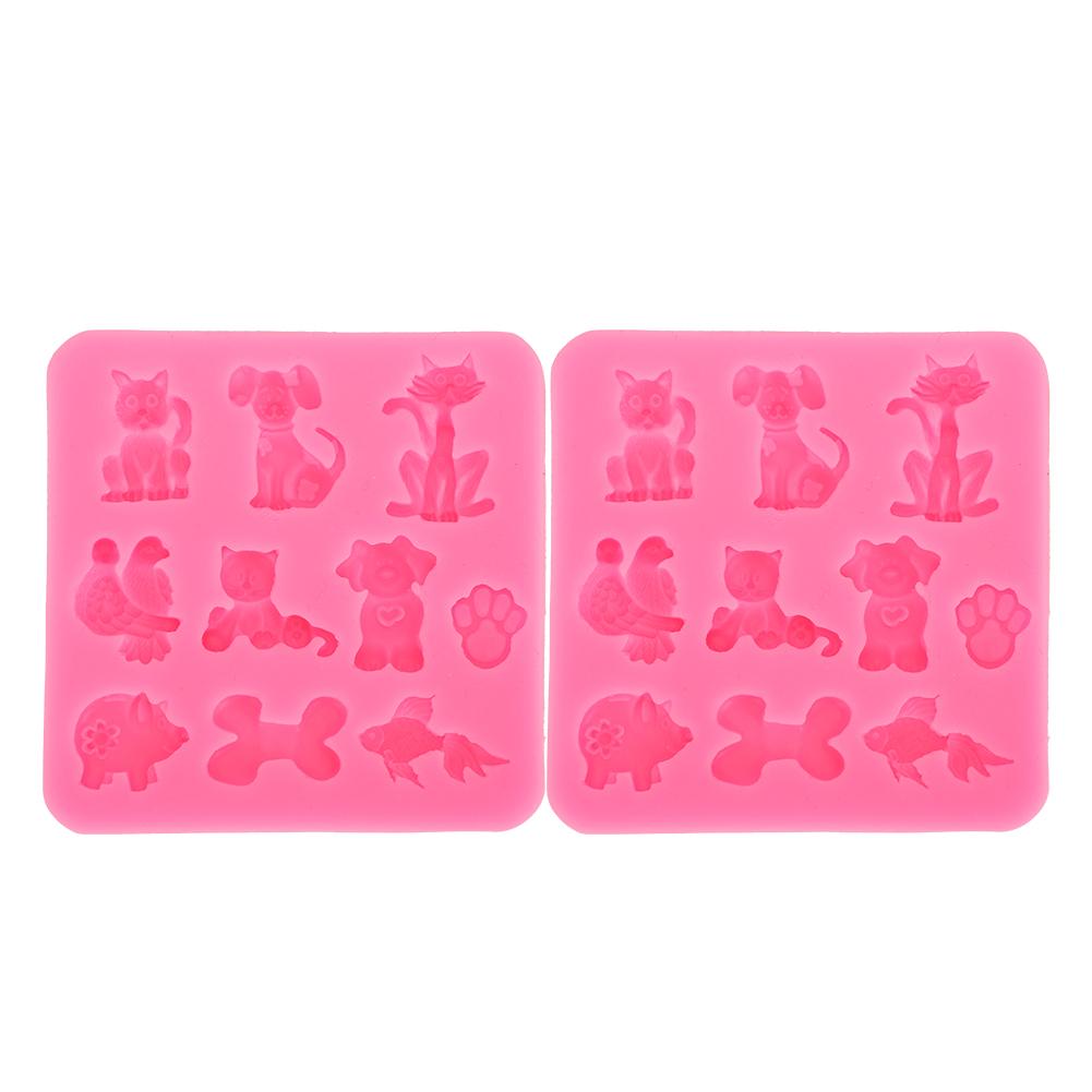 2PCs Silicone Mold   Hand Made Tool Cartoon Animals shape High Temperature Resistance(Gray )