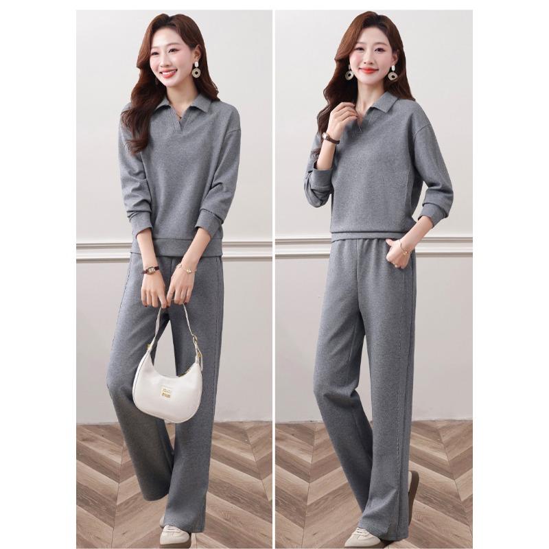Spring Autumn Fashion Lapel Two Piece Pants Suit Women Casual Sportswear for Square Dance and Daily Leisure Time