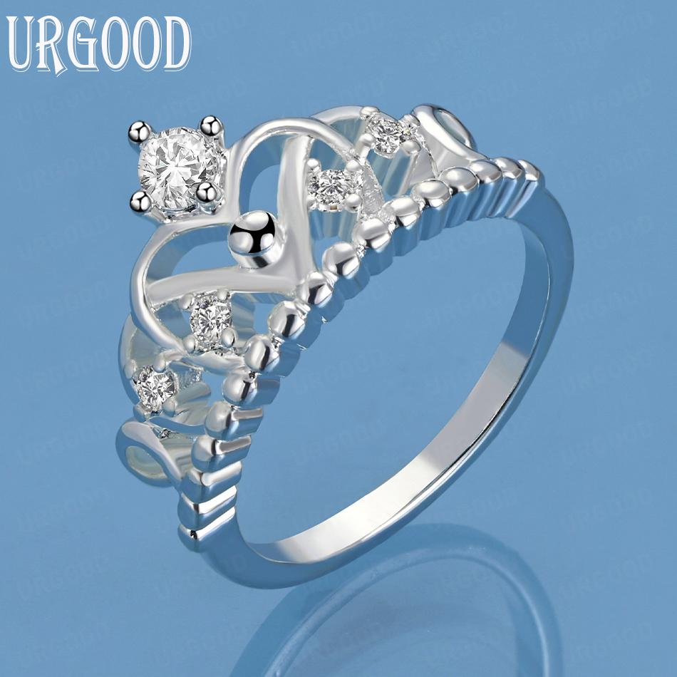 925 Sterling Silver Crown AAA Zircon Ring Women Fashion Wedding Jewelry