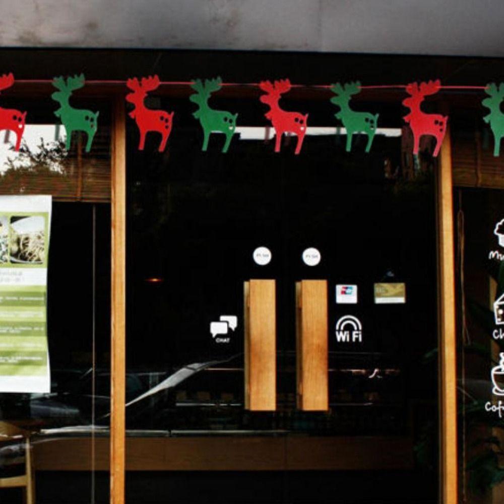 Felt Christmas Banner Red Green Elk Design Felt Christmas Banner Santa Design Hanging Ornament Xmas Pull Flag Wall Decor