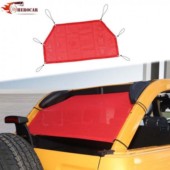 Red Car Rear Trunk Sunshade Mesh Cover Anti-UV For Ford Bronco + Accessories