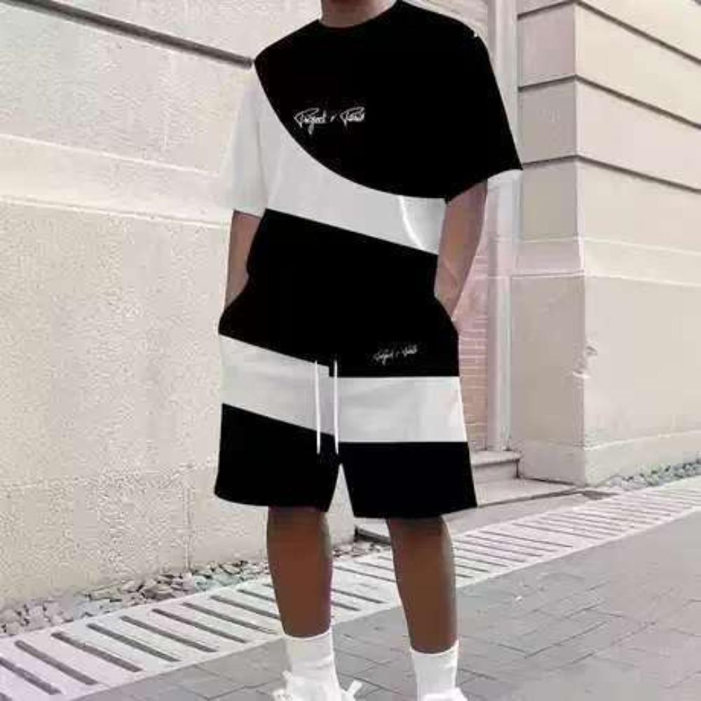 Set Estivo Sportivo da Uomo con Maglietta a Maniche Corte e Pantaloncini Taglie Forti T-shirt Pantaloncini Set da 2 Pezzi Ampio Oversize Traspirante Morbido Maniche Corte Abbigliamento Sportivo