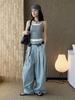 Louvre Spring/Summer Women's Color Block Double Strap Hollow Back Camisole Top