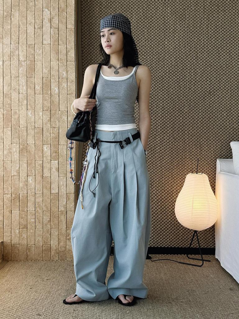 Louvre Spring/Summer Women's Color Block Double Strap Hollow Back Camisole Top