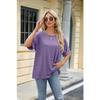 HNXC Spring Summer Solid-color Round-neck Loose Short-sleeved T-shirt Top for Women