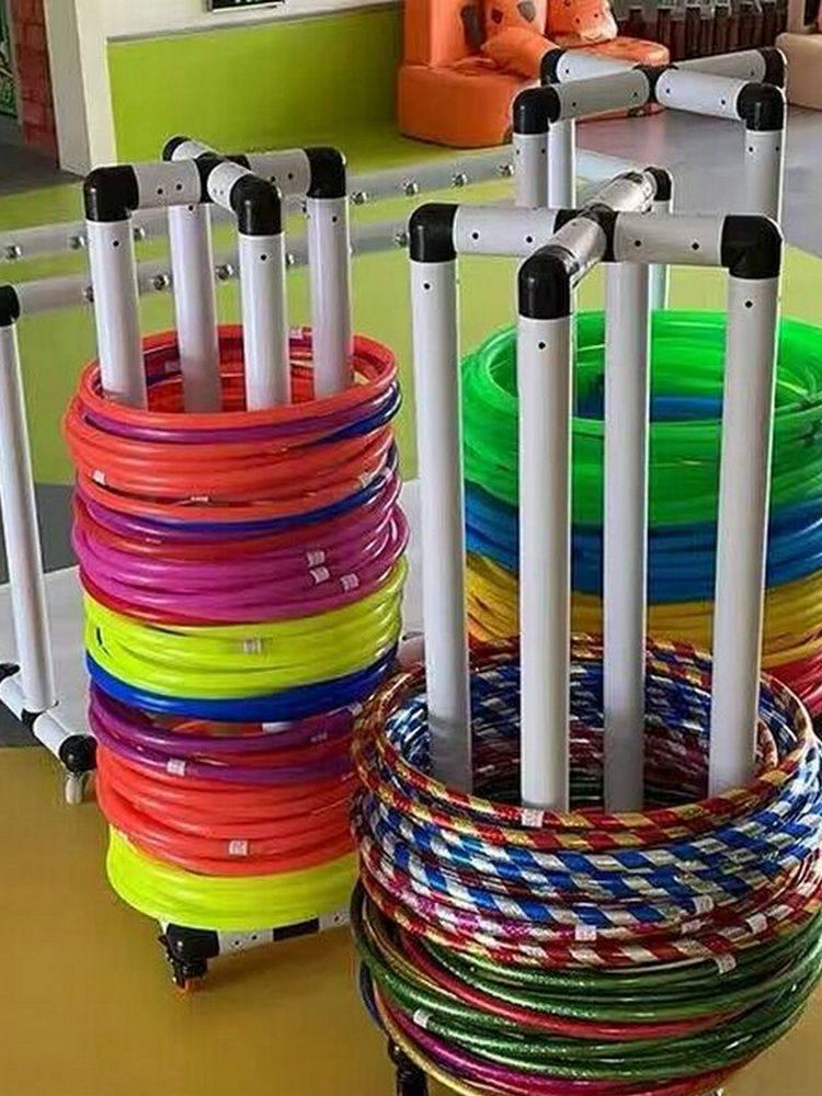 Kids  Multi-Purpose Storage Cart: Hoops, Sticks, Mats  & Outdoor Toys 50cm Hula Hoop Rack