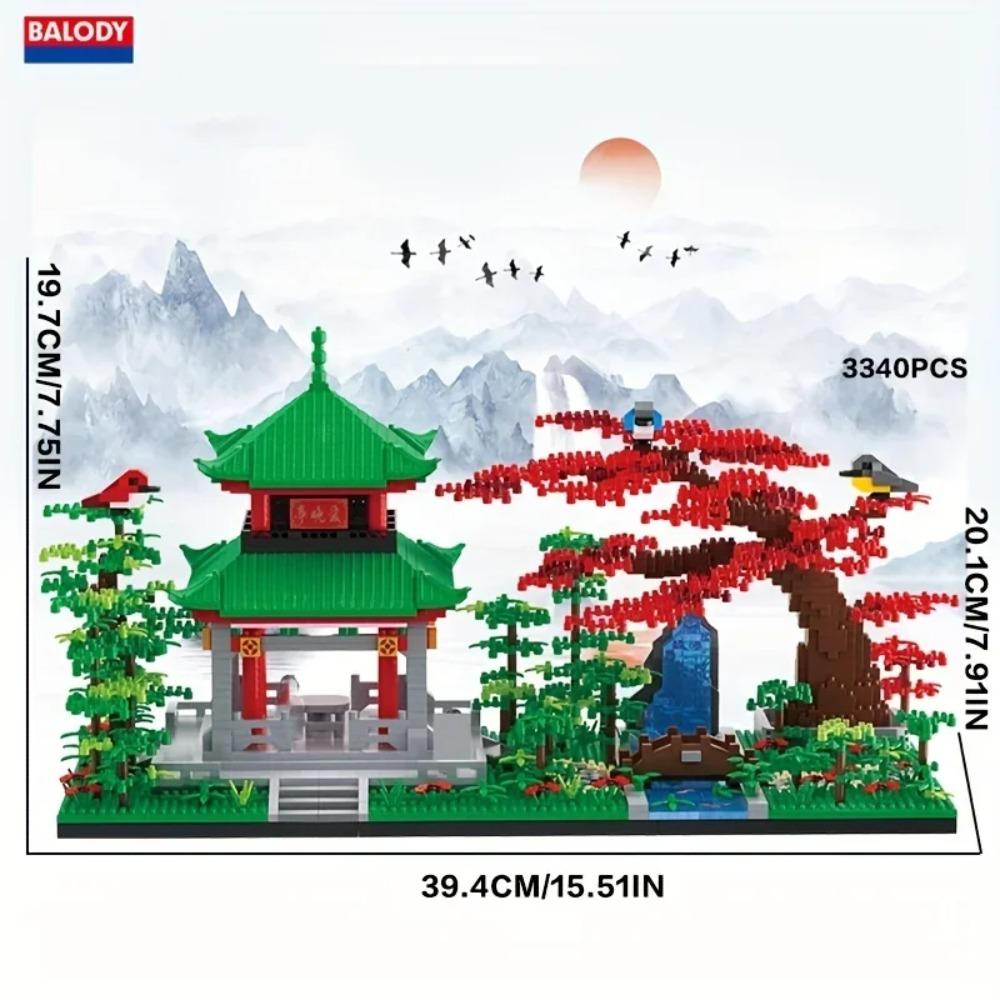 Chinese Architecture Building Blocks Diy Love Evening Pavilion Tree Garden Bridge River Model Bricks Diy Toys For Kids Gifts