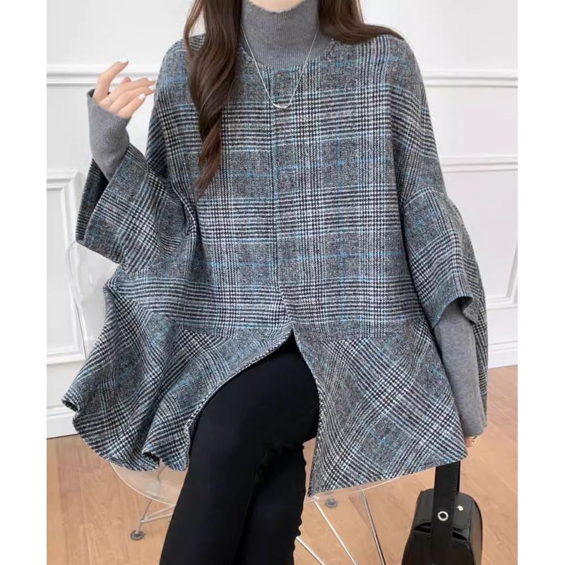 

Кардиган средней длины, длинный, свободного кроя, с круглым вырезом, клетчатый, верхняя одежда, плащ, весна, новое поступление, женская одежда, K-style, модный, трендовое пальто Blue Gingham Free size