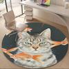 1PC Cat Fish Office Round Area Rug, Indoor Mat Suitable ForOffice, Under Office Chairs Bedroom Living Room Home Decor, Room Deco,  F036