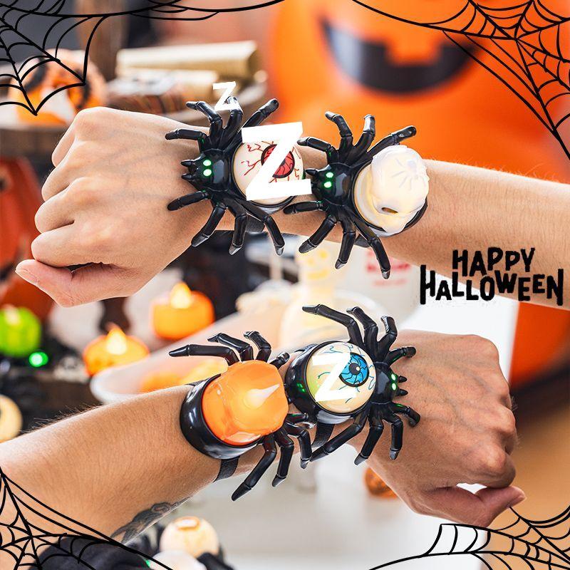 Halloween Aufleuchtendes Spinnen-Armband & Kürbislaterne für Kinder
