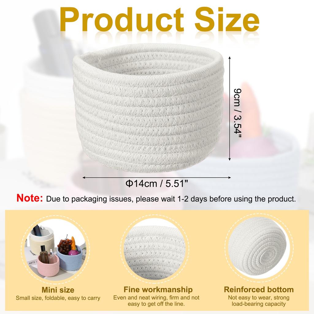 Uxcell Small Cotton Rope Woven Storage Basket Shelf Closet Storage Gift Woven Basket Cute Nursery Box Bin Decor Organization Bin