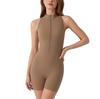 European & American Sports Yoga Bodysuit with Zipper, Open Back, Peach Butt, Double-Sided Brushed Fabric, Shapewear & Bra Pads