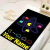 Custom 1Pc Retro Pac Man Custom Name Flannel Personalized Rug Non Slip Floor Mat Soft Carpet for Living  Bedroom Office Home Decor Gift