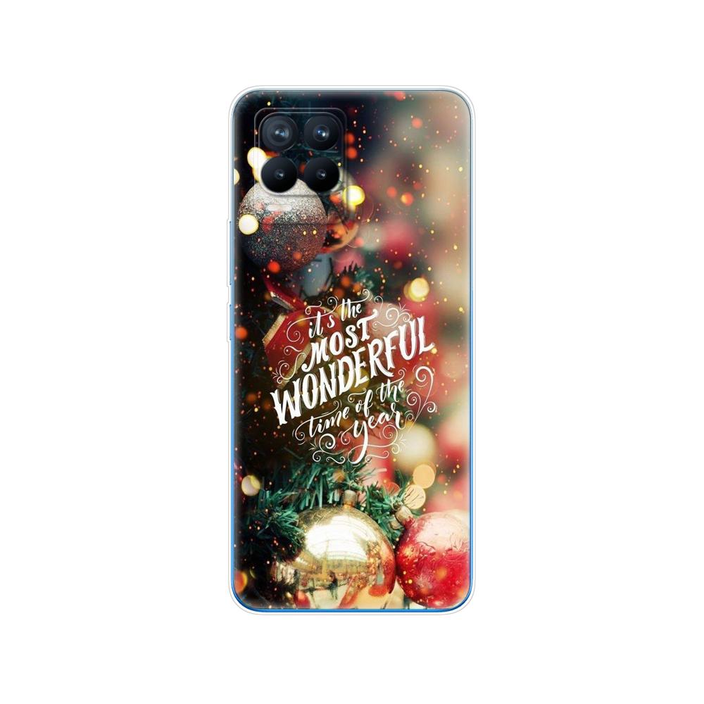 Für Realme 8 Hülle 6,4 Zoll Rückseitige Telefonabdeckung Für Realme 8 Pro OPPO Realme8 4G RMX3085 Stoßstange Winter Weihnachten Schnee Baum Neujahr