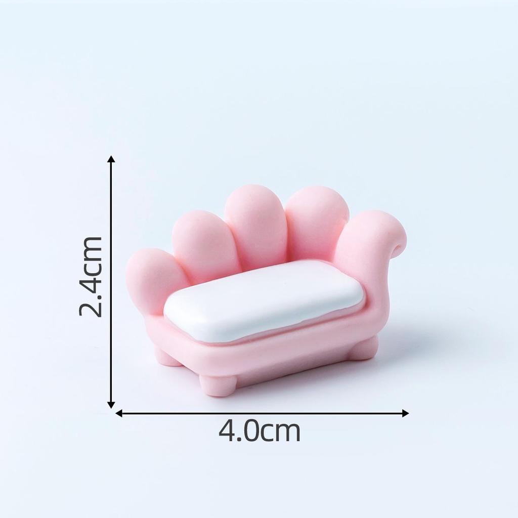 Ręcznie robiony różowy mini zestaw do salonu: Sofa, Łóżko, Stół, Szafa i Wystrój Domku dla Lalek