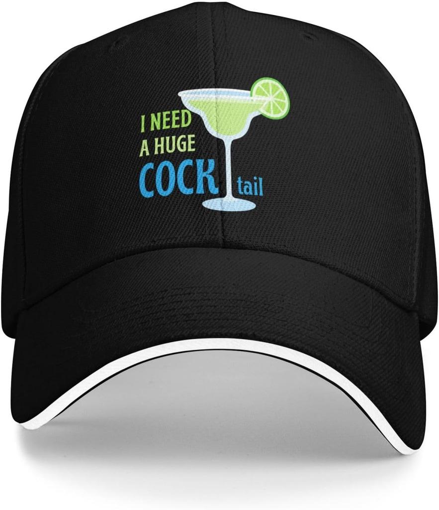 I Need A Huge Cocktail Margarita Funny Drinking Baseball Cap Polyester Adjustable Outdoor