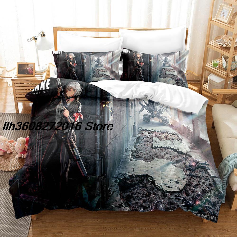 Comforter Kawaii Nikke Bedding Set Single Twin Full Queen King Size Bed Set Aldult Kid Bedroom Three-Piece Suits 3D Anime Bed Sheet S