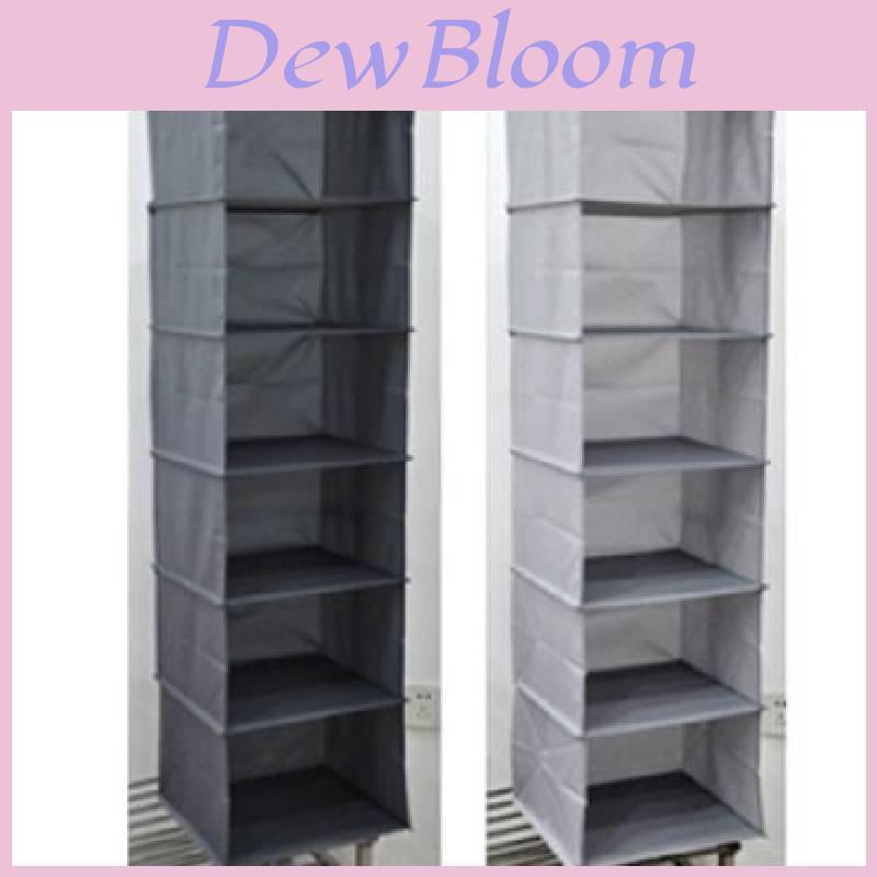 Spacious Gray Non-woven Hanging Closet Organizer For Clothes And Accessories