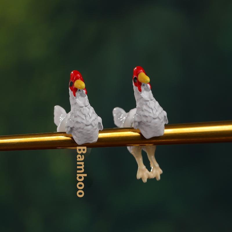 1/3Pairs Personalized Fashion Creativity Hand Painted Chicken Earrings Pendant Jewelry Allergy Resistant Metal Casual Ear Rings