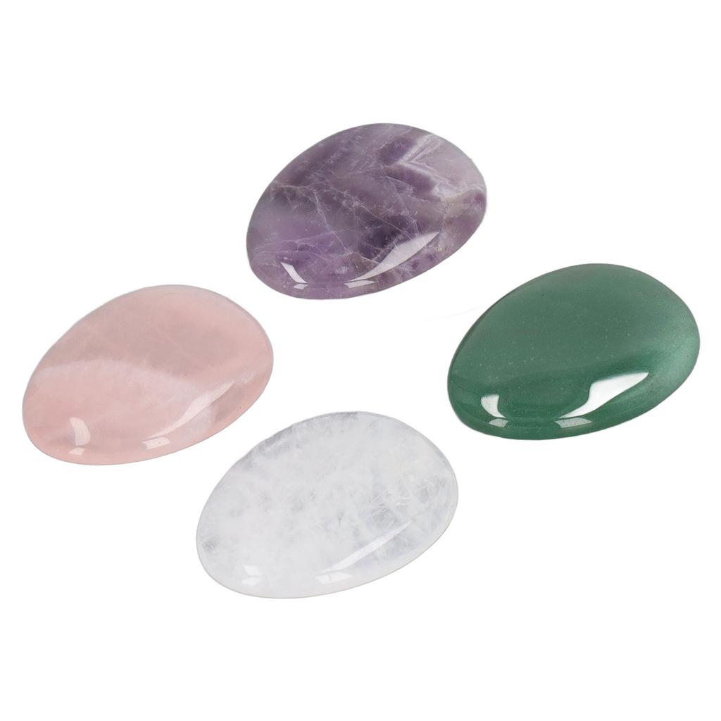 4Pcs Worry Stones Pink Purple Green White Natural Material Anxiety Relief Thumb Stones for Pressure