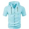 Men S Short Sleeve Hooded Shirt Loose Fit Summer Casual