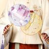 Chinese Fan with Pendant Handhelds Inks Painting Fan Tassels Round Silk Fan