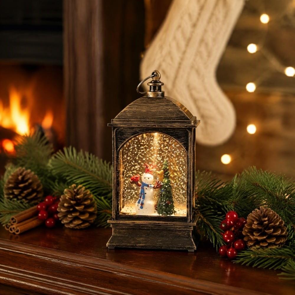 Portable Christmas Ornaments Decorative Glowing Snowflake Lantern Wind Light Interior Decoration