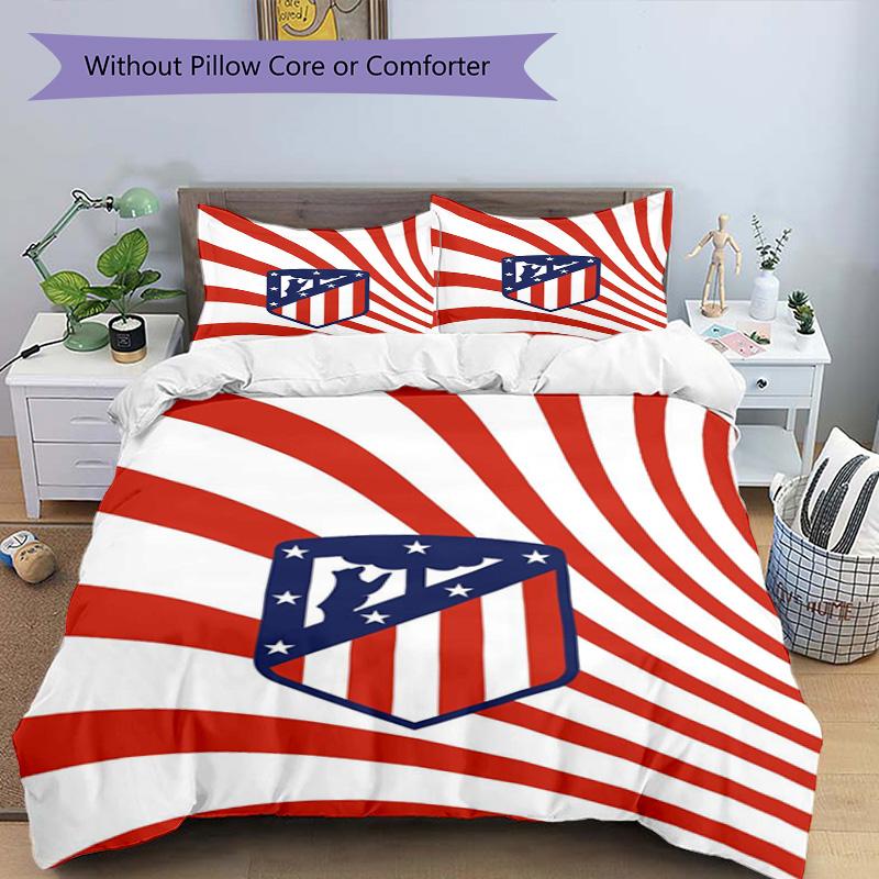 Atletico Football Club Printed Pattern Duvet Cover Set – includes 1 duvet cover and 2 matching pillowcases Bedroom decor Christmas gifts