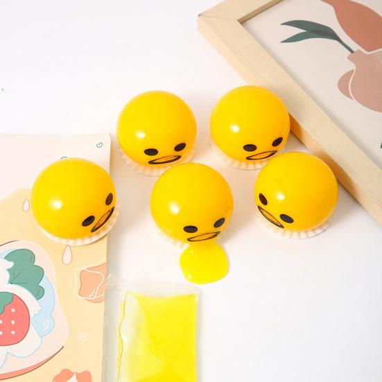 1/2/4/5/6Pcs Puking Sucking Egg Yolk Fidget Toy Anxiety Relief Vomiting Cartoon Egg Yolk Squeeze Stress Ball Sensory Prank Toy Gag Gift