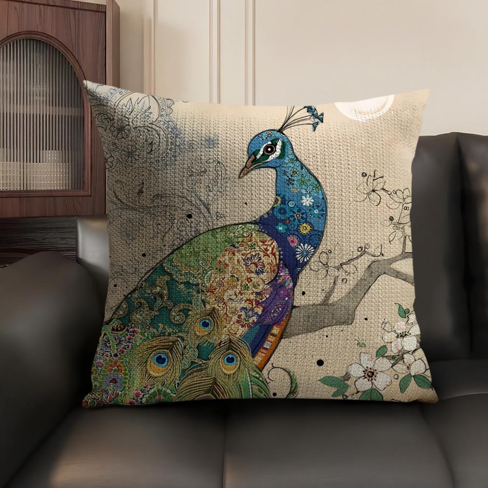 Aquarell-Kunstmuster Kissenbezug Natürliches Leinen Bio-Stoff Beidseitiger Druck Sofa Heimdekoration Geschenk Kissenhülle