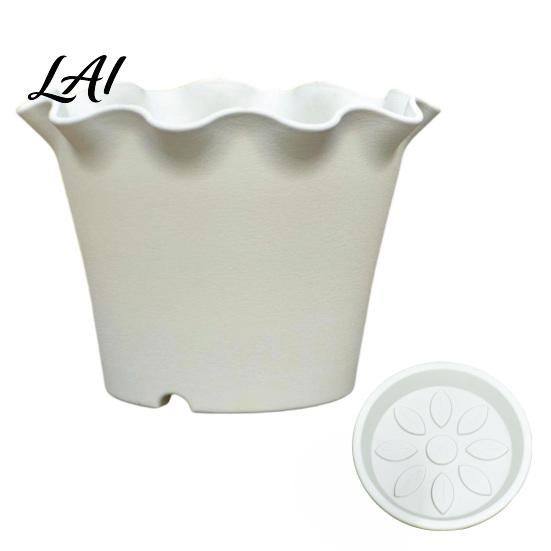 Plant Pots for Courtyard Large Flower with Drainage Holes And Tray Saucers Ruffled Edge Planter Decorative Home Indoor Outdoor Plants Creative