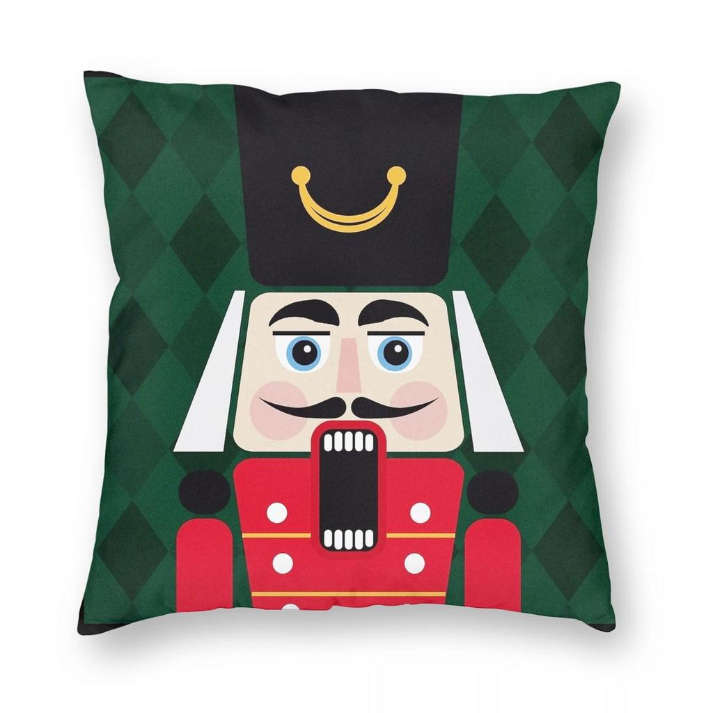 The Nutcracker Christmas Toy Soldier King Pillowcase Printing Fabric Cushion Cover Decoration Pillow Case Cover Bedroom Zipper