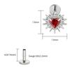 Stud Labret Flat Back Coração Quebrado ASTM F136 Titânio Right Grand 16G Argola de Cartilagem Coração CZ Piercing Helix Tragus Joia