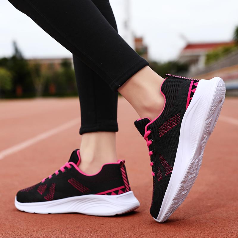 Women's Flying Woven Running Shoes Spring and Summer Low Cut Lightweight Breathable Mesh Casual Sports Shoes