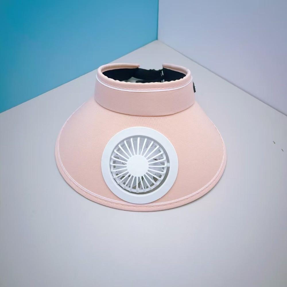 Adjustable Empty Top Fan Hat Portable Children Visor Cap Sunshade Hat Rechargeable Fan Hat  Outdoor розовый