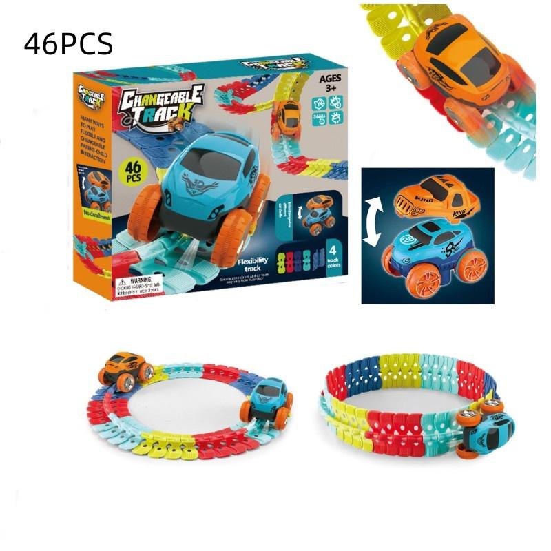 Игровой набор  Магическая трасса Zero Gravity  для машинок со светодиодной гоночной машинкой и светящимися в темноте радужными трассами. Идеальный подарок для детей! 46PCS