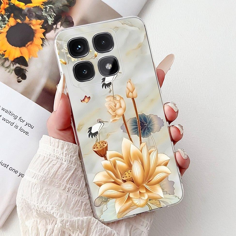 Clear For Xiaomi 14T Case Cover Luxury Cute Cat Fashion Flowers Funny Cool Painted Soft Phone Case 2406APNFAG
