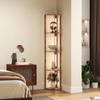 Lampada da Terra a LED con Mensole, 5 Livelli Dimmerabile, Lampada da Terra Moderna con 3 Livelli di Luminosità e Interruttore a Pedale, Marrone Rustico