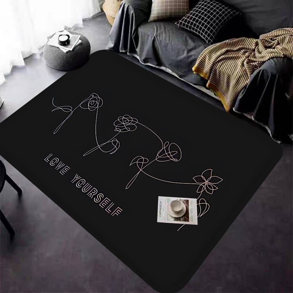 Love Yourself Flower Kpop Floor Mat INS Style Soft Bedroom Floor House Laundry Room Mat Anti-skid Household Carpets