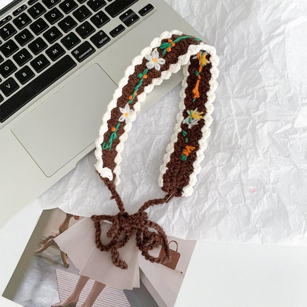 Woolen Yarn Crochet Hair Band Embroidered Pastoral Style Hair Band  Hair Styling Accessory