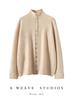 Design-Conscious Pure Cashmere Twelve-Stitch Roll-Edge Turtleneck Cardigan - Autumn/Winter Solid Color Loose Fit