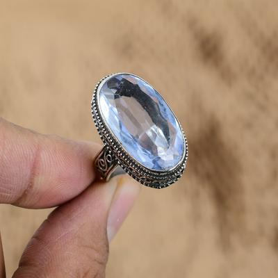 Gemma Ovale di Quarzo Tanzanite Argento 925 Promessa Vintage Anello Mamma Compleanno